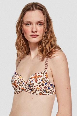 Reggiseno bikini con coppe - Bianco e arancione