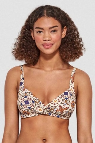 Reggiseno bikini con coppe - Bianco e arancione