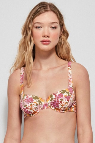 Reggiseno bikini con coppe - Giallo e rosa