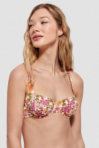 Reggiseno bikini con coppe - Giallo e rosa