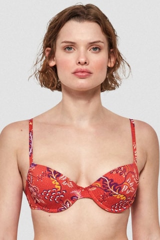 Reggiseno bikini con coppe - Rosso e viola
