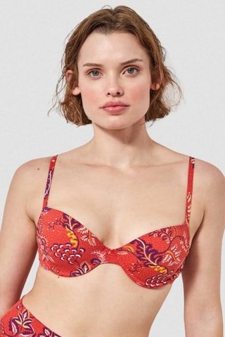 Reggiseno bikini con coppe - Rosso e viola