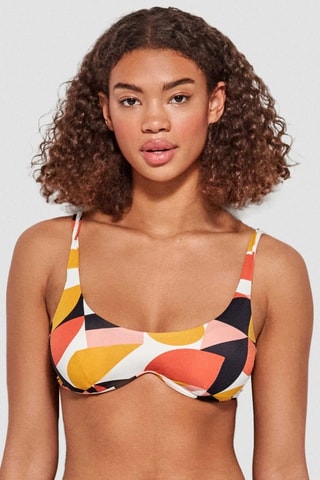 Reggiseno bikini con coppe - Giallo e rosso