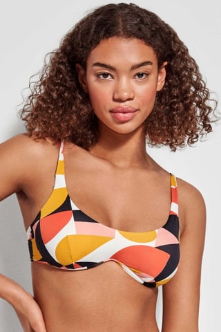 Reggiseno bikini con coppe - Giallo e rosso