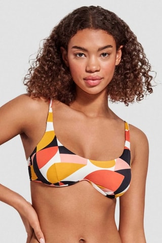 Reggiseno bikini con coppe - Giallo e rosso