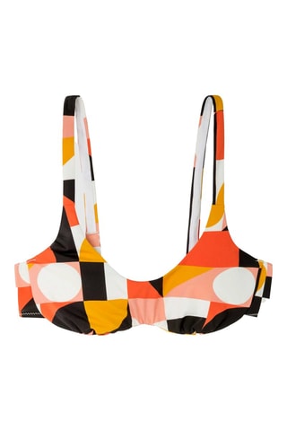 Reggiseno bikini con coppe - Giallo e rosso