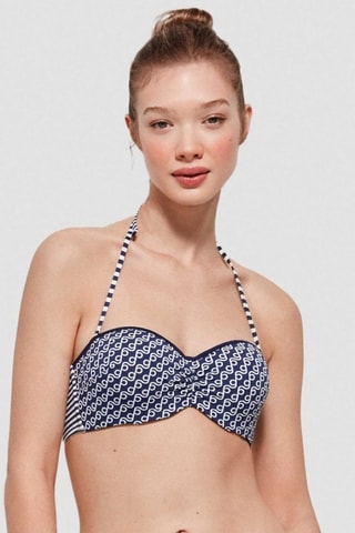 Reggiseno bikini con coppe - Bianco e blu