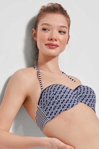 Reggiseno bikini con coppe - Bianco e blu