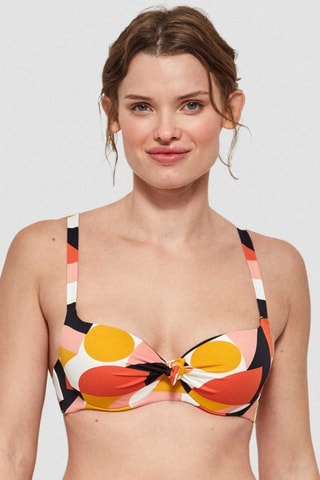 Reggiseno bikini con coppe - Giallo e rosso
