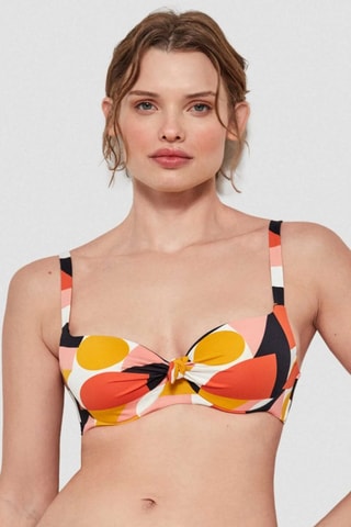 Reggiseno bikini con coppe - Giallo e rosso
