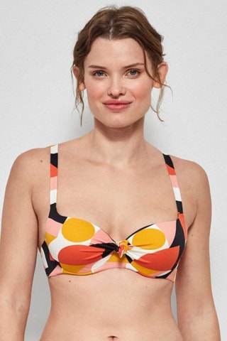 Reggiseno bikini con coppe - Giallo e rosso