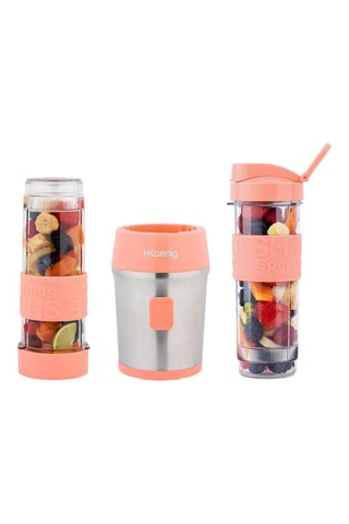 Mini liquidificador Rosa - 570 ml - 300 W - Prateado e rosa