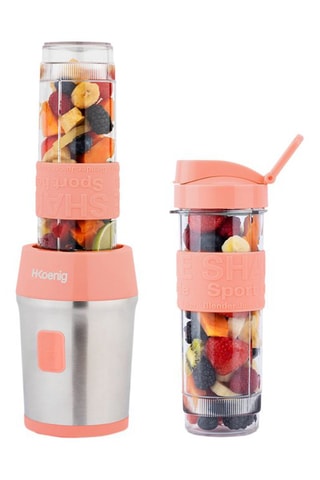 Mini liquidificador Rosa - 570 ml - 300 W - Prateado e rosa