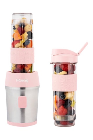 Mini liquidificador Rosa-Pastel - 570 ml - 300 W - Prateado, preto e rosa