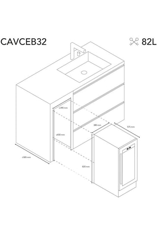 Adega de vinho encastrável - 32 garrafas - 82 l