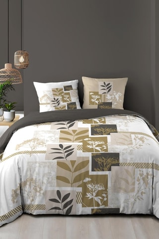 Juego de sábanas de algodón Utopia - Crudo, negro y dorado