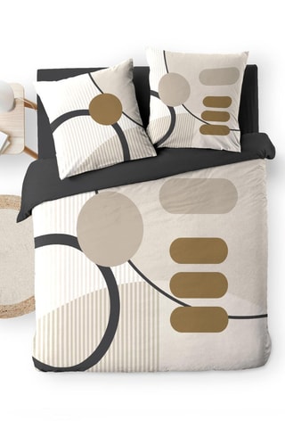 Juego de sábanas de algodón Santana - Crudo, negro y dorado