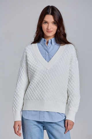 Maglia oversize in cotone bio - Ecrù