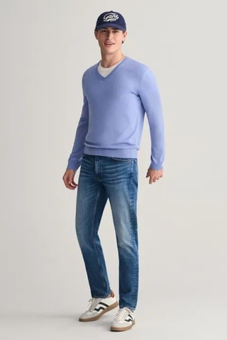 Maglia regular in lana merino - Azzurro