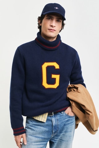 Maglia relaxed in lana - Navy