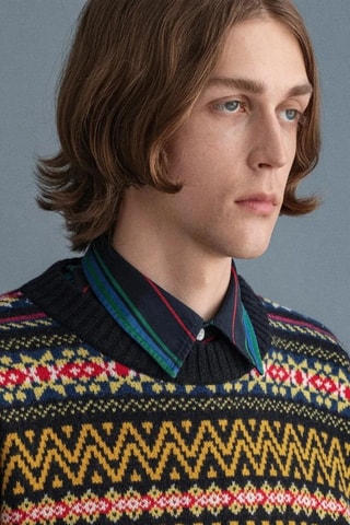 Maglia regular in lana - Navy