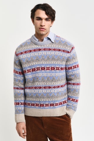 Maglia relaxed in lana e alpaca - Beige e blu