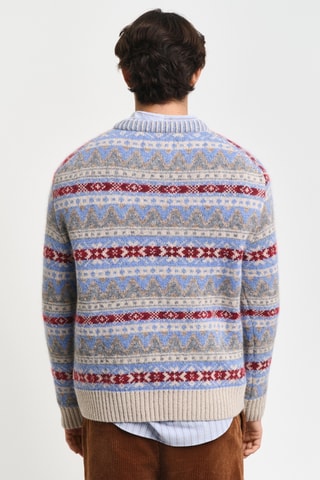 Maglia relaxed in lana e alpaca - Beige e blu