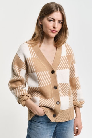 Cardigan relaxed in lana - Beige