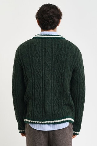 Cardigan relaxed in lana - Verde scuro