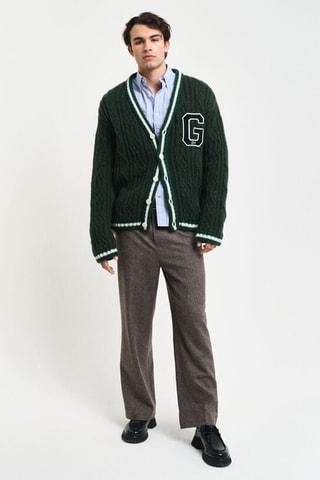 Cardigan relaxed in lana - Verde scuro