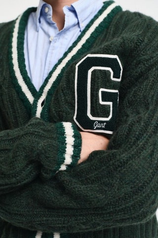 Cardigan relaxed in lana - Verde scuro