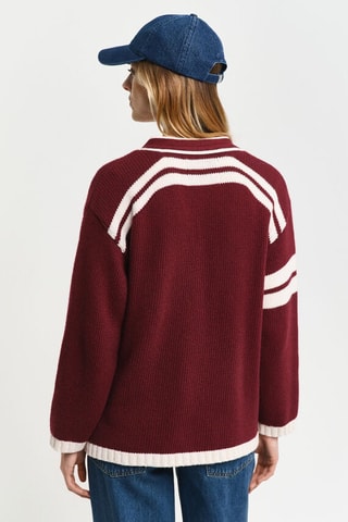 Cardigan in cotone bio e lana - Rosso