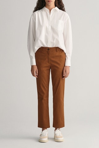 Pantaloni slim in cotone bio - Marrone