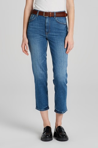 Jeans slim 7/8 a vita alta - Blu