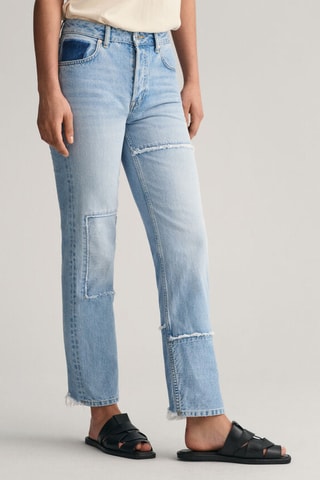 Jeans regular a vita alta - Azzurro