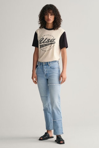 Jeans regular a vita alta - Azzurro