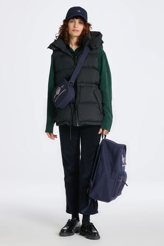 Piumino con cappuccio senza maniche - Nero