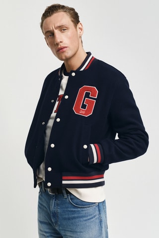 Giubbotto regular in lana - Navy