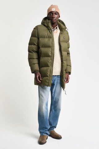 Piumino regular con cappuccio - Verde kaki