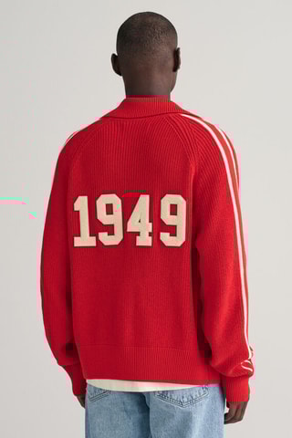 Cardigan relaxed in cotone bio - Rosso