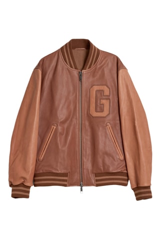 Giubbotto relaxed in pelle d’agnello - Beige