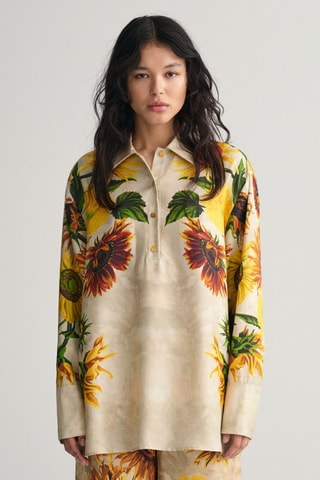 Camicia relaxed in seta - Beige