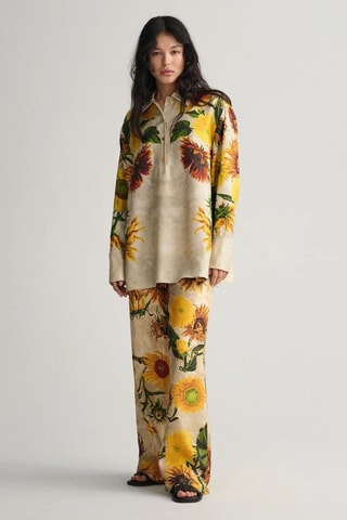 Camicia relaxed in seta - Beige