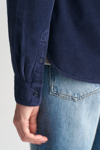 Camicia regular in velluto  - Navy