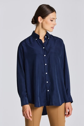 Camicia relaxed in seta - Navy