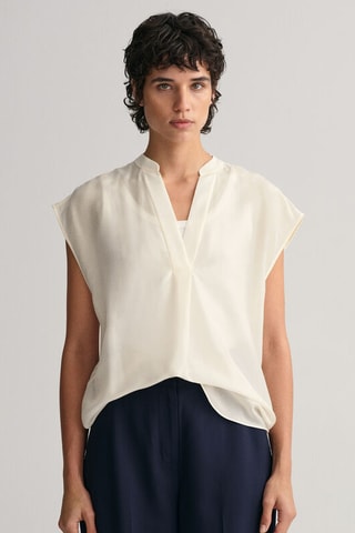 Blusa relaxed senza maniche - Ecrù