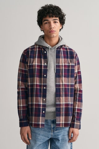 Camicia regular - Navy e bordeaux