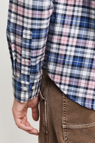 Camicia regular in cotone bio - Blu e rosa