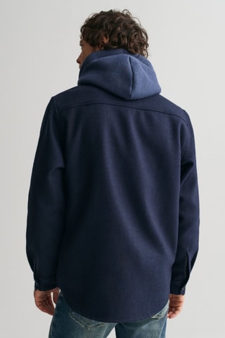 Sovracamicia regular in lana - Navy