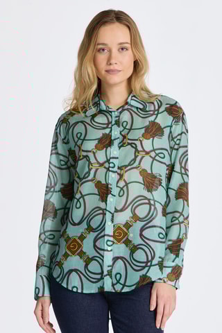 Camicia relaxed in seta - Turchese